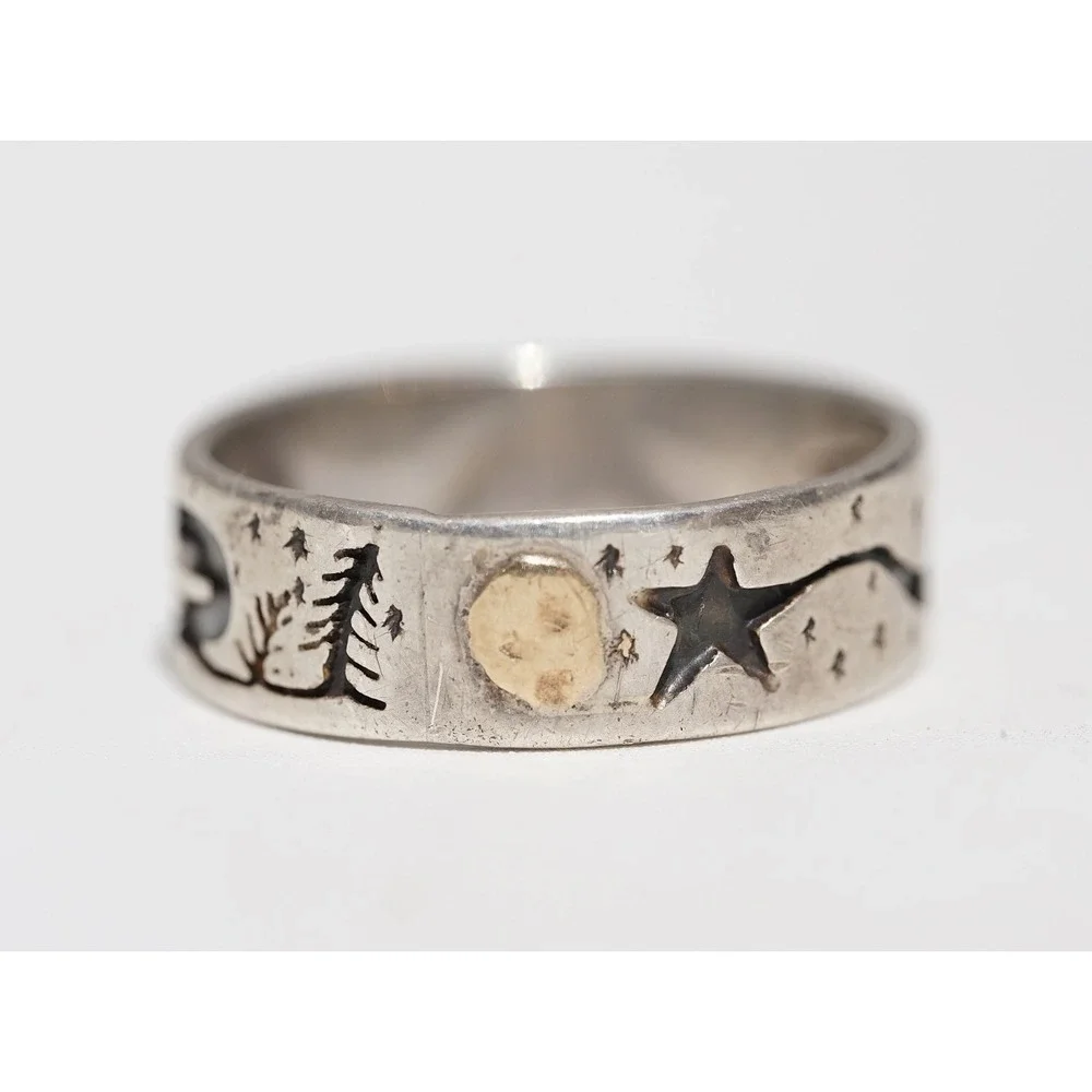 Vidal Aragon Santo Domingo 14k Gold Sterling Silver Storyteller Ring Size 11.5